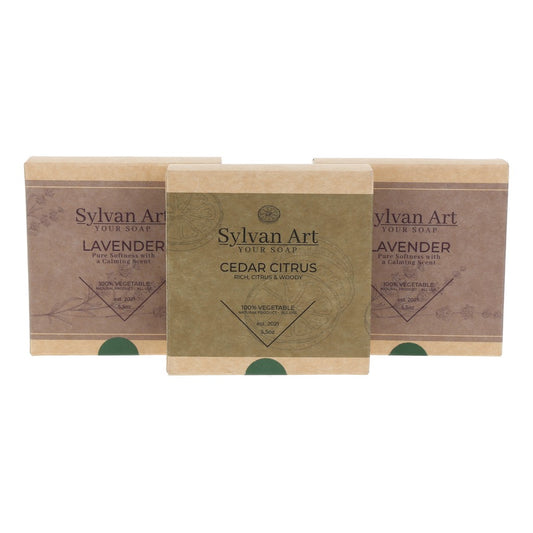08 2 Lavender bar soap 5.5 oz + 1 Cedar Citrus bar soap 5.5 oz